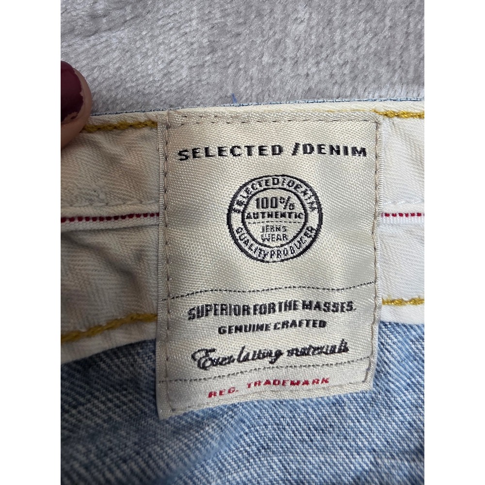 Selected Denim Mens Jean Shorts W36 XL Light Wash Regular Fit Cuffed Bermuda - Picture 7 of 9